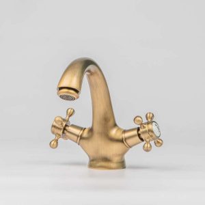 Short Basin Mixer - Antique Brass