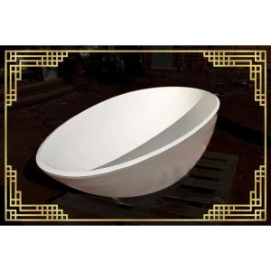QUARTZ OVAL BATH 2 TONE WHITE GREY 1800X850 HANDMADE