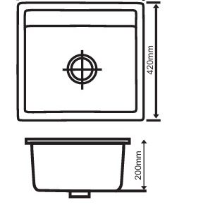 LGKS4 LAVE GRANITE COMPOSITE SINK BLACK 600X420X200MM INC WASTE