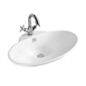 OVAL BASIN WITH TAP HOLE CERAMIC WHITE 600X370X130MM
