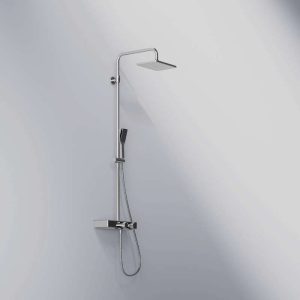 390 2700 STEINBERG SERIES 390 SENSUAL RAIN SHOWER COLUMN WITH GLASS SHELF HANDSHOWER CHROME