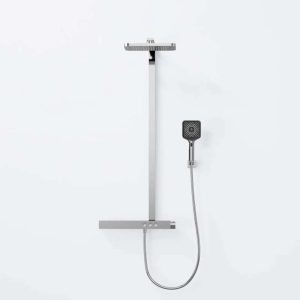 390 2790 STEINBERG SERIES 390 SHOWER SET with thermostatic mixer valve, Pushtronic 3 outlets, with volume control, with rain shower (with Easy Clean) and handshower CHROME