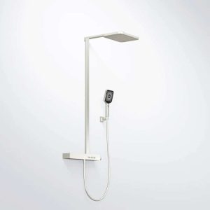 390 2790 BN STEINBERG SERIES 390 SHOWER SET with thermostatic mixer valve, Pushtronic 3 outlets, with volume control, with rain shower (with Easy Clean) and handshower BRUSHED NICKEL