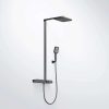 390 2790 S STEINBERG SERIES 390 SHOWER SET with thermostatic mixer valve, Pushtronic 3 outlets, with volume control, with rain shower (with Easy Clean) and handshower MATT BLACK