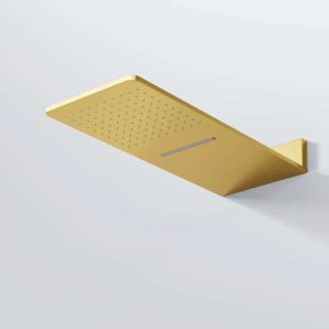 390 5662 BG STEINBERG WALL RAIN 2 FUNCTION SHOWER PANEL 600X250MM BRUSHED GOLD