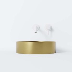 442 6020 BG STEINBERG STAINLESS STEEL COUNTERTOP BASIN BRUSHED GOLD 400X110MM NO OVERFLOW FREEFLOW WASTE