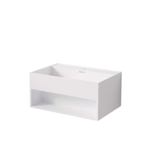 443 7110 W STEINBERG WALL MOUNT BASIN WITH OPEN SHELF TAPHOLE AND OVERFLOW 600X400X280MM