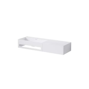 443 7210 W STEINBERG WALL MOUNT BASIN WITH DRAWER, TOWEL HOLDER AND TAPHOLE AND OVERFLOW 1200X400X200MM