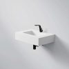 444 7010 W STEINBERG SOLID SURFACE WALL MOUNTED BASIN WITH TAP HOLE WITHOUT OVERFLOW WHITE 600X400X130MM