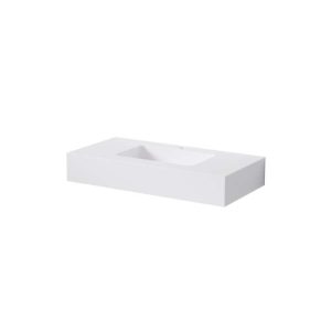 444 7020 W STEINBERG SOLID SURFACE WALL MOUNTED BASIN WITH TAP HOLE WITHOUT OVERFLOW WHITE 800X400X130MM