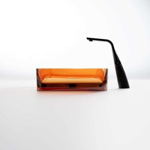 489 7010 31 STEINBERG RECTANGULAR BASIN POLYRESIN COUNTERTOP AMBER INC. WASTE 590X120MM