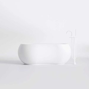 490 8200 W STEINBERG FREESTANDING BATH SOLID SURFACE 1620X930X610MM MATT WHITE