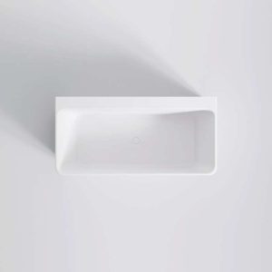 490 9410 W STEINBERG RECTANGULAR ROUNDED CORNERS BACK TO WALL BATH SOLID SURFACE 1650X800X590MM MATT WHITE