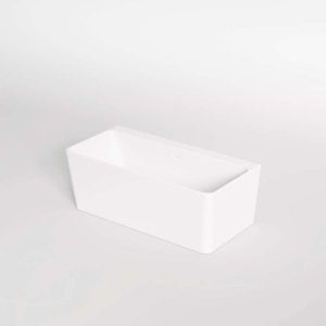 490 9410 W STEINBERG RECTANGULAR ROUNDED CORNERS BACK TO WALL BATH SOLID SURFACE 1650X800X590MM MATT WHITE