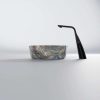 540 6010 50 STEINBERG COUNTERTOP BASIN WITH OVERFLOW DARK PEARL GLOSSY WHITE 380X120MM SOLID SURFACE