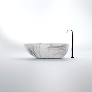 540 8010 52 STEINBERG SOLID SURFACE FREESTANDING BATH INC OVERFLOW, WASTE LIGHT MARBLE GLOSSY WHITE 1708X842X560MM