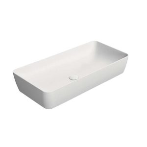 904009 NUBES RECTANGULAR COUNTERTOP BASIN 800X400MM NO OVERFLOW EXC WASTE MATT WHITE