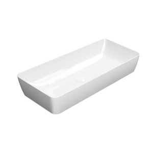 904011 NUBES RECTANGULAR COUNTERTOP BASIN 800X400MM NO OVERFLOW EXC WASTE GLOSSY WHITE