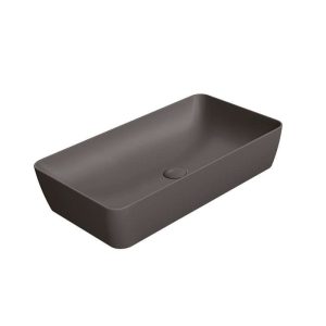 904026 NUBES RECTANGULAR COUNTERTOP BASIN 800X400MM NO OVERFLOW EXC WASTE MATT BLACK