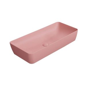 904024 NUBES RECTANGULAR COUNTERTOP BASIN 800X400MM NO OVERFLOW EXC WASTE MATT BLUSH