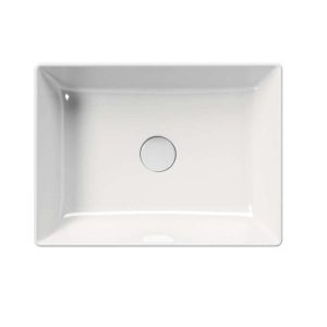 942911 KUBE X RECTANGULAR COUNTERTOP BASIN 500X370MM EXC WASTE GLOSSY WHITE