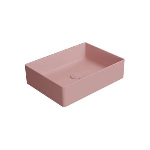 942924 KUBE X RECTANGULAR COUNTERTOP BASIN 500X370MM EXC WASTE MATT BLUSH
