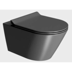 941526 Kube X Wall-Hung Pan Matt Black with Rimless Swirlflush,® Silent Flushing System made with Extraglaze® Antibacterial Enamel. Width 36 cm Depth 55 cm (includes Fixation Code FISR5)