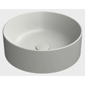 942617 Kube X 40 cm Diameter Round Countertop Washbasin without Overflow (Waste Fitting Sold Separately) CENERE (MATT CEMENT)