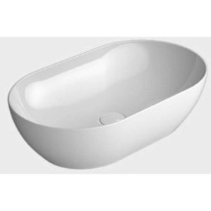883411 Pura 60 cm x 37 cm Oval Countertop Washbasin without Overflow (Waste Fitting Sold Separately) GLOSSY WHITE