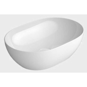 886011Pura 50 cm x 375cm Oval Countertop Washbasin without Overflow (Waste Fitting Sold Separately) GLOSSY WHITE