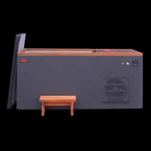 SIKU XL Cold Plunge Integrated chiller: 1HP; Matte Black SS Outer Casing; Grey Polypropylene Tub; Oak Deck, Matching ash step; 120W Pump; Advanced Double Filtration (pre-filter and paper cartridge filter); Triple Sanitation: UV Light, Ozone Purification System and Bromine; Floatie; Headrest; Insulating Lid (Oxford Canvas); 4 Heavy Duty Caster Wheels; Thermometer; WIFI Integration; Touchpad 4x 20-Micron Filters Cleaning Brush 2 year warranty (please see warranty information on our website) AC 220V Power Supply 50/60 HZ, 9.6W/hour Circuit: requires 6-9amps; Three-prong plug with 1.5m cord supplied Water proof plug point required Dimensions: 2032mm length x 850 width x 955mm height Waste: below mechanical hub, with a 1m flexi
